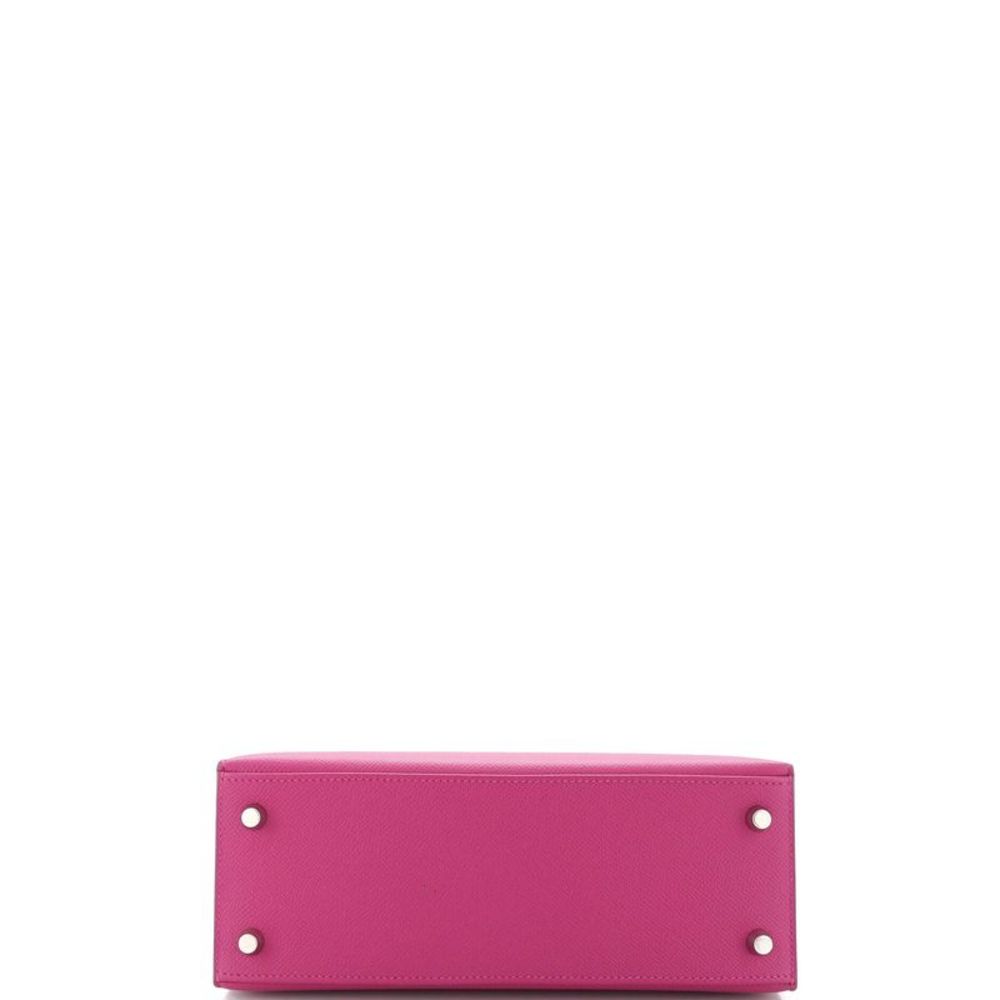 Hermes Kelly Handbag Rose Pourpre Epsom with Palladium Hardware 25 Pink - Picture 5 of 8